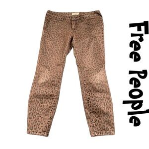 Free People Leopard Print Low Rise Jeans